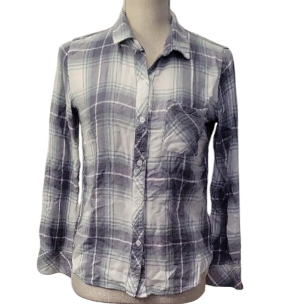 Rails Plaid Gray And Purple Shirt